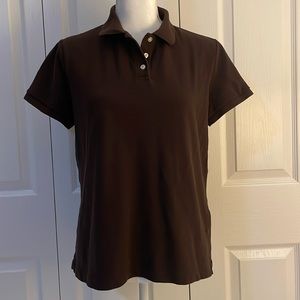 LANDS’END Women’s Brown 100% Cotton Short Sleeve SZ M Pullover Top